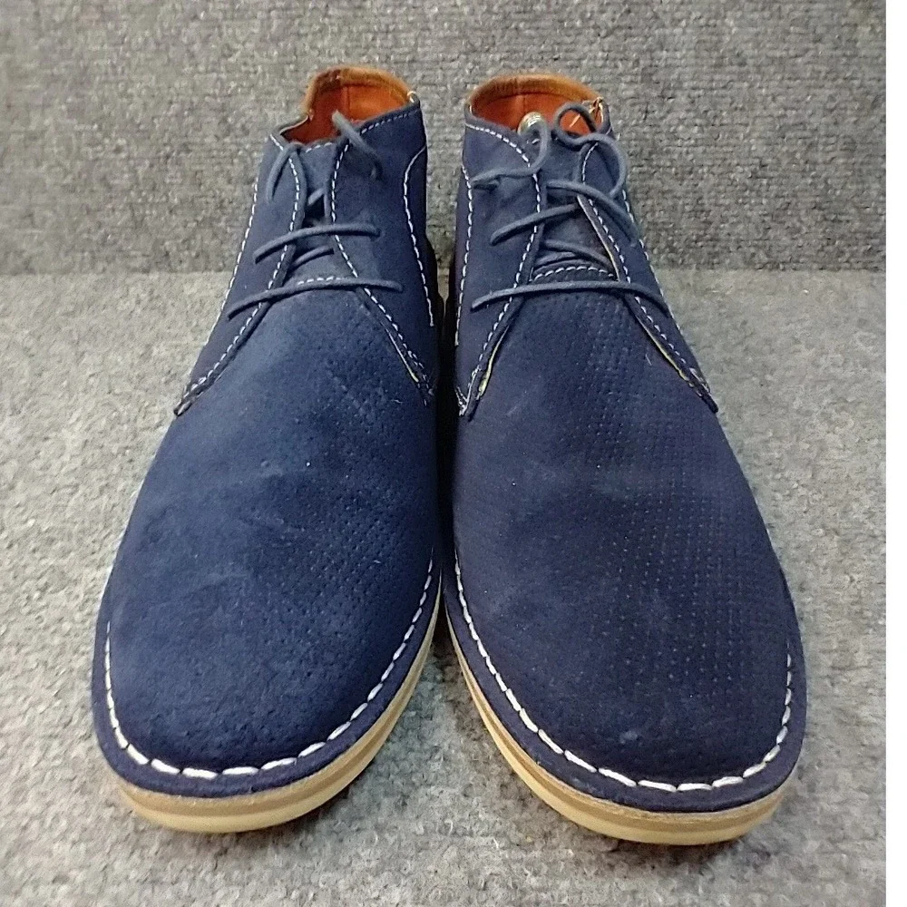 Steve Madden Hendric 415 Mens‎ Navy Blue Suede Brown Leather Chukka Boots 9.5